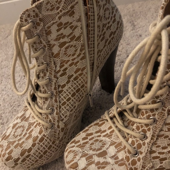 Crochet Lace Faux Leather Booties - Picture 6 of 13